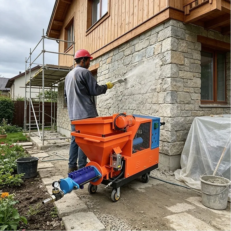 Automatic Cement Mortar Sprayer Machine with High Efficiency Pump for Smooth Wall Plastering Construction Application