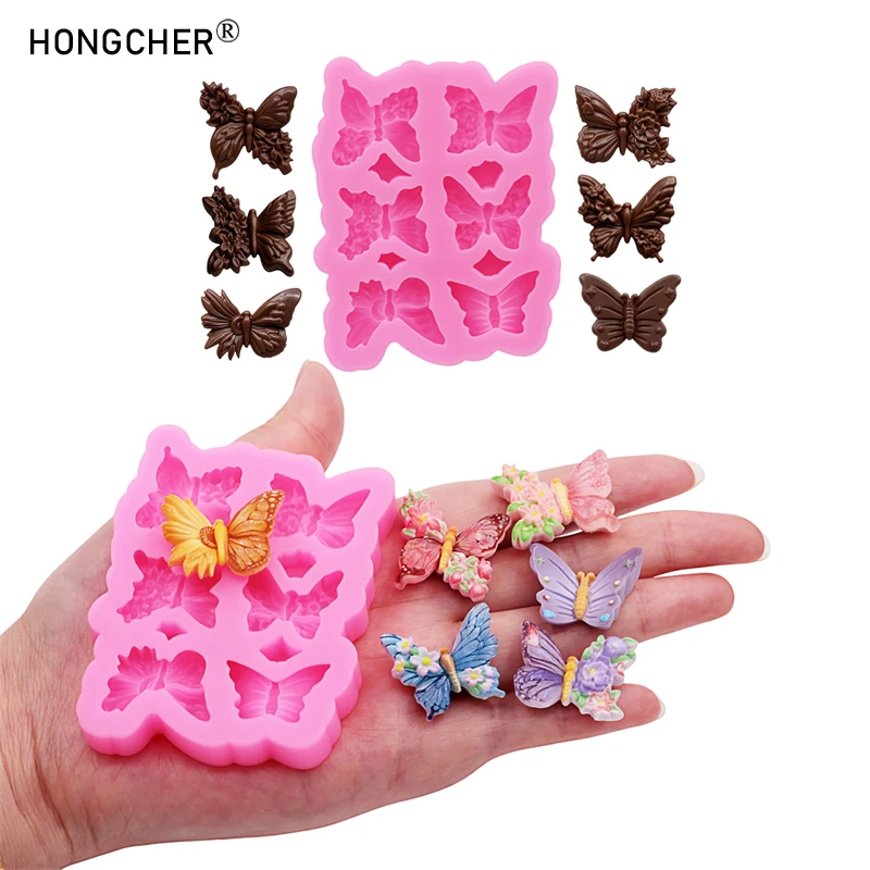 DIY Resin Flower Butterfly & Bee Silicone Molds for Crafting Resin Jewelry Components Chocolate Cakes & Dessert Decorations