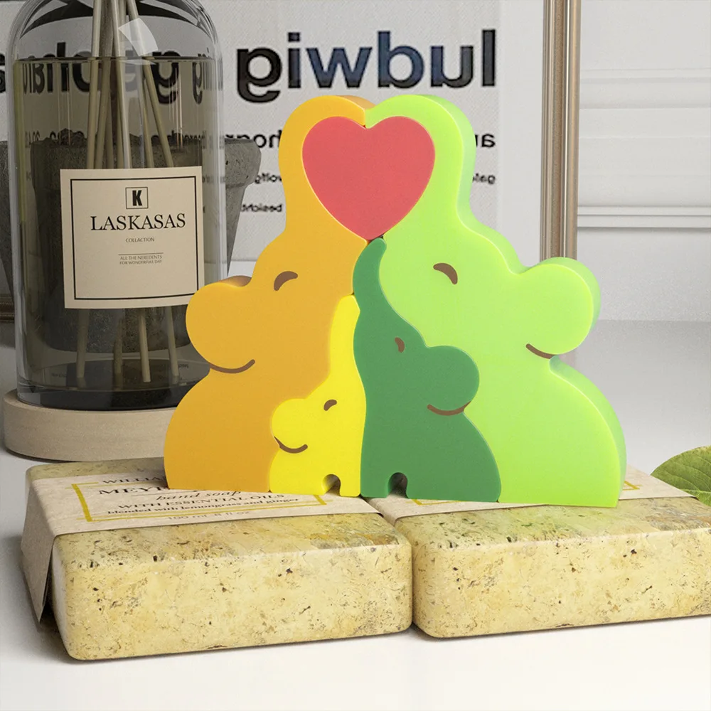 DIY Animal Puzzle Silicone Mold For Keychain Cat Puppy Elephant Bear Family Plaster Aromatherapy Ornament Candle Molds