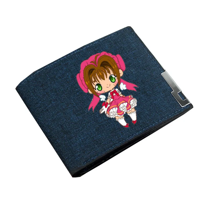 Teenagers Wallet Short Money Bag Kids Coin Purse Bi-fold Holder Canvas Casual Wallet anime  Cardcaptor Sakura Cartoon Wallet