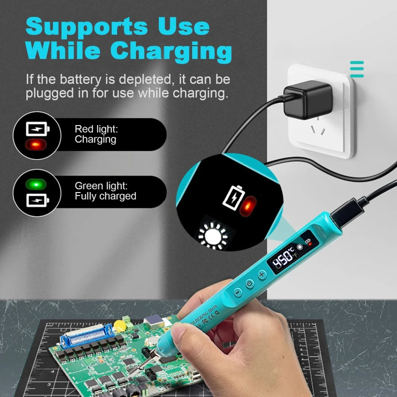 LED Digital Display USB Soldering Iron Portable Constant Temp Internal Heating Mini Tool for Phone Laptop Repair
