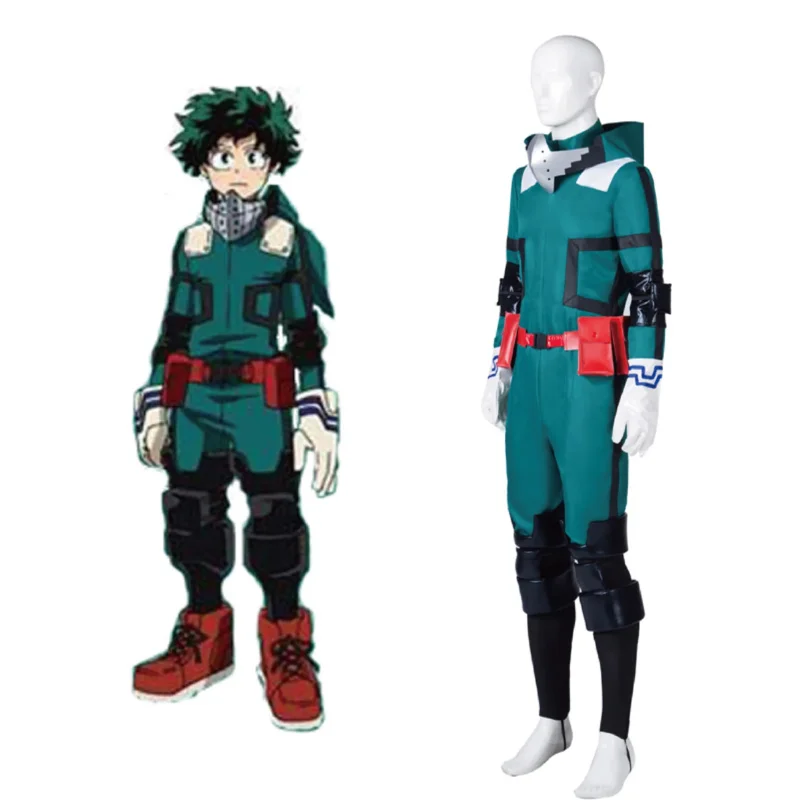 Midoriya Izuku Traje de Cosplay Masculino, Meu Herói, Uniforme de Academia, Anime Halloween Trajes, Deku, Peruca