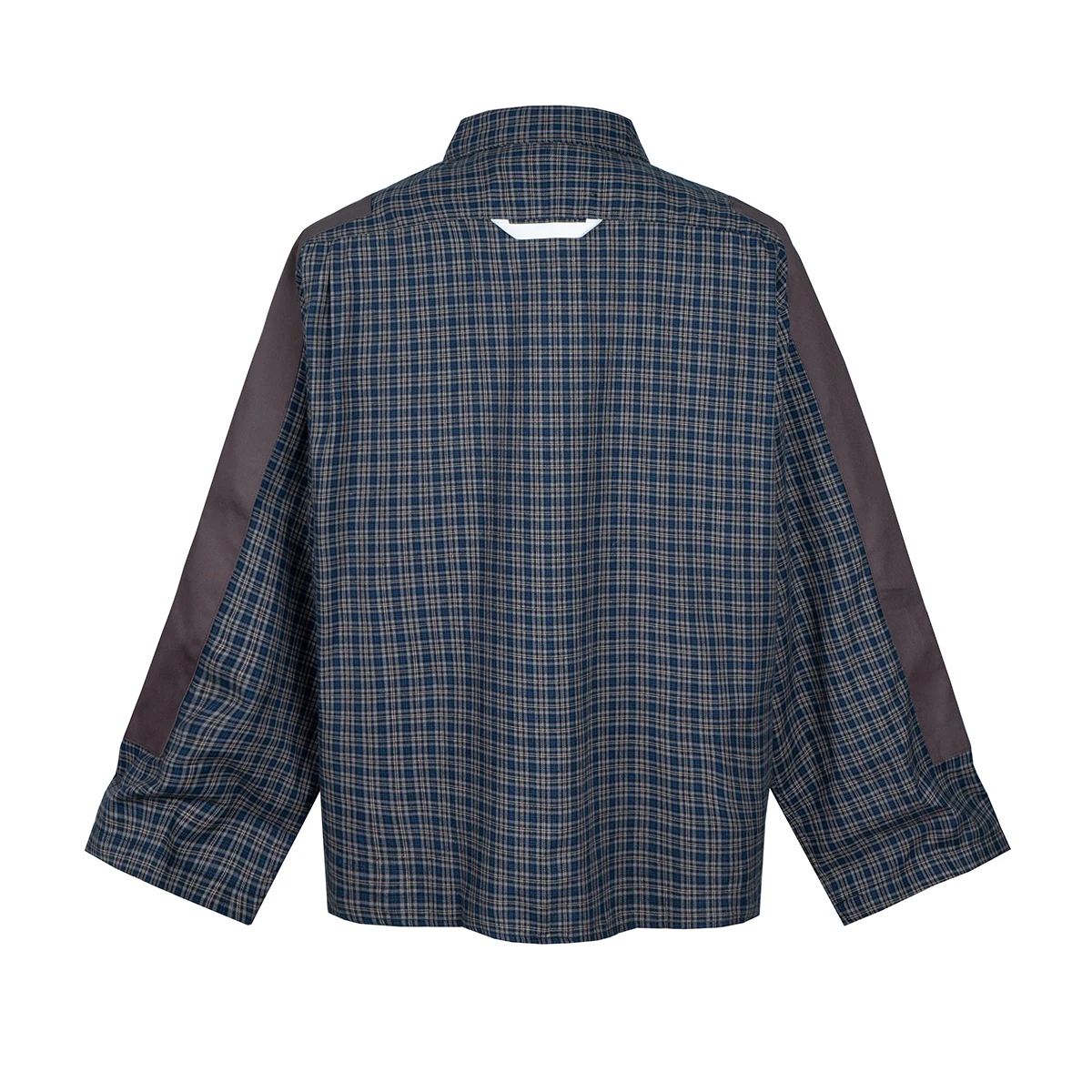 Harajuku Patch Contrast Color Checkered Shirts for Men and Women Turn-down Collar Oversized Casual Long Sleeve Fall Plaid Shirt