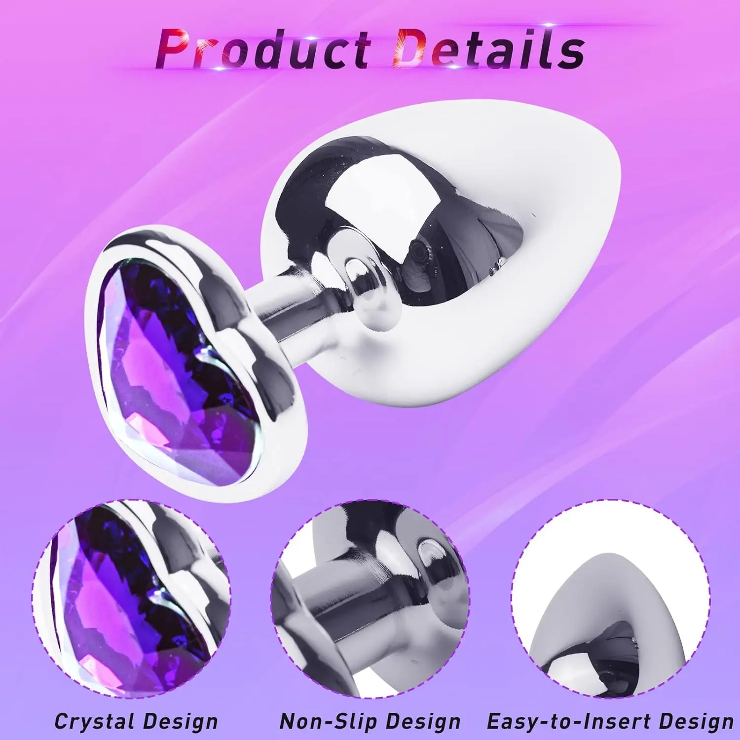 Roxo Anal Butt Plug Toys Set, Kit de Treinamento Anal, mas Plug Men Sex Toy para Iniciantes e Jogadores Avançados, Adulto Masculino Gay, 3 pcs