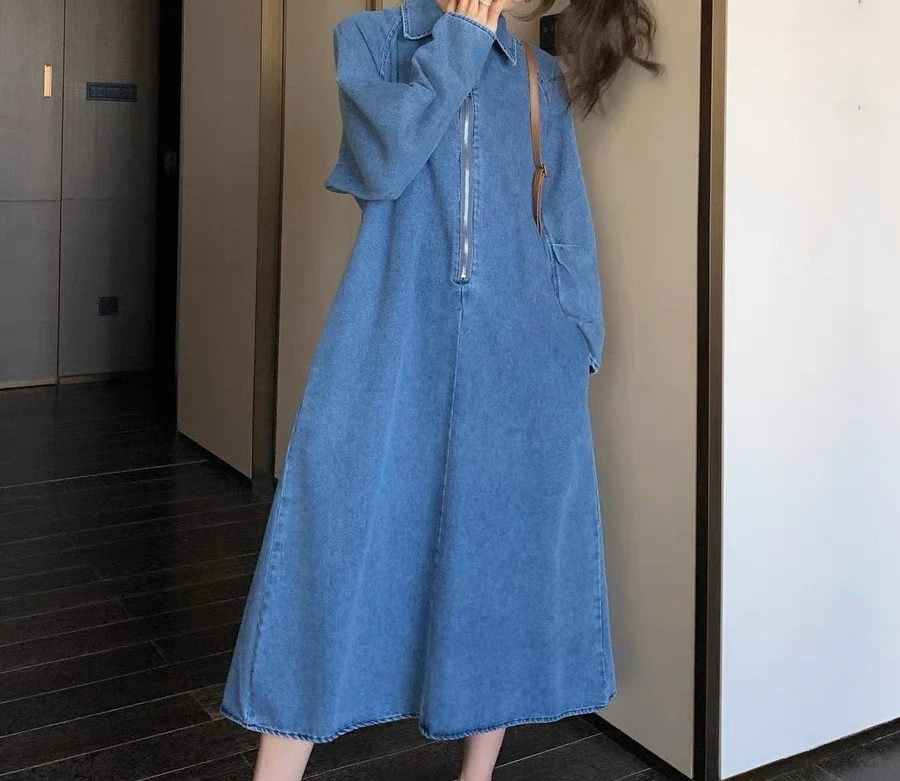 

Niche Denim Dress Women's Spring and Autumn 2026 New Thin Popular Long-sleeved Retro Skirt