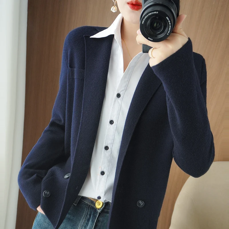 2023 New Women Spring and Autumn cashmere  Coats Vintage  Long Sleeve  Jackets fashion Elegant  coat