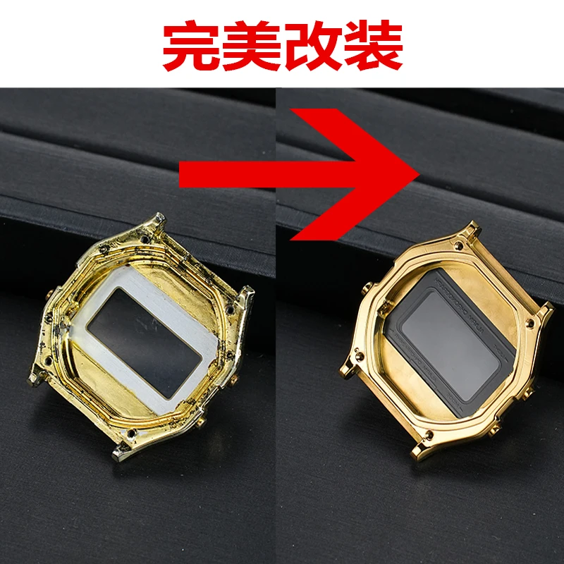 حافظة ساعة معدنية ريترو لساعة كاسيو صغيرة مربعة A158WA-1DF A159W-N1DF F-91 حافظة من الفولاذ المقاوم للصدأ معدلة للرجال والنساء برغي