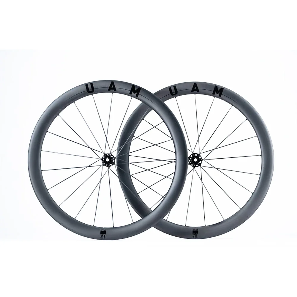 

STLF Light Weight Carbon Fiber Bike Wheelset Road Bicycle 700C Clincher/Tubeless Wheels Aero Rim 50mm with carbon spokes