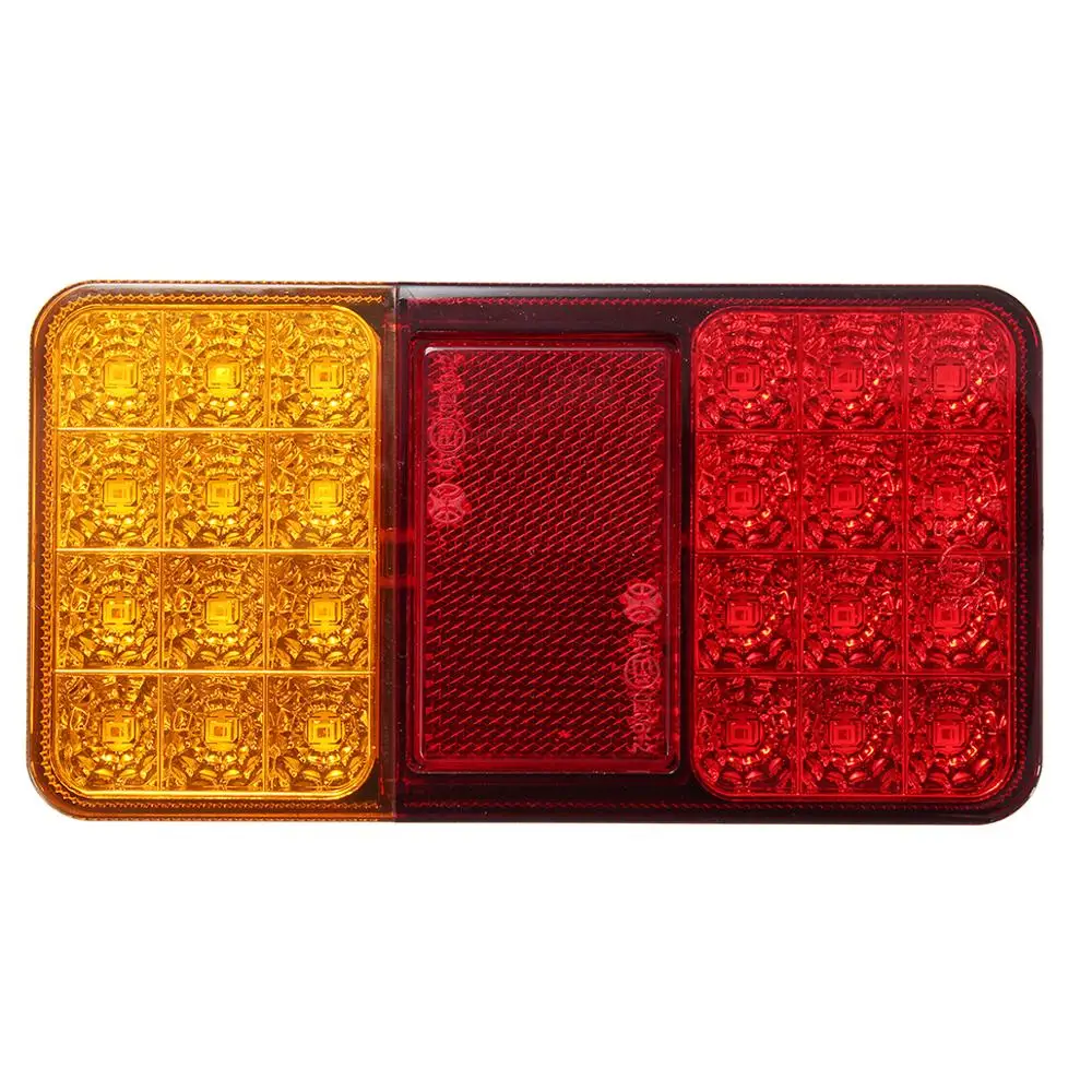 24LED 12V Car Trailer Truck Rear Tail Light Brake Stop Turn Indicator LED Lamp For Utes Boats Caravans Waterproof Red+Yellow