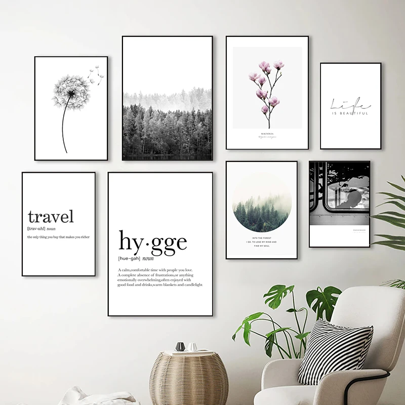 Travel Definition Canvas Painting Minimalist Black White Word Poster Print Nordic Art Wall Pictures For Living Room Scandi Decor