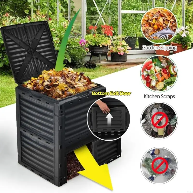 Контейнер для перегноя большой емкости на 180 л для эффективной переработки пищевых отходов и листьев в питательные вещества за