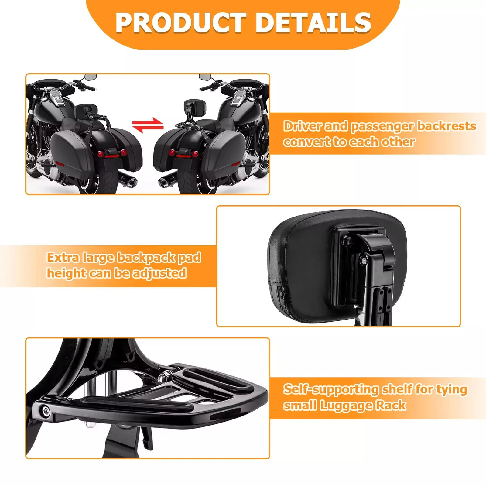 Detachable Passenger Sissy Bar For Harley 18-26 Low Rider ST FXLRST Sport Glide FLSB FXLR Motorcycle Backrest Driver Sissybar view 6