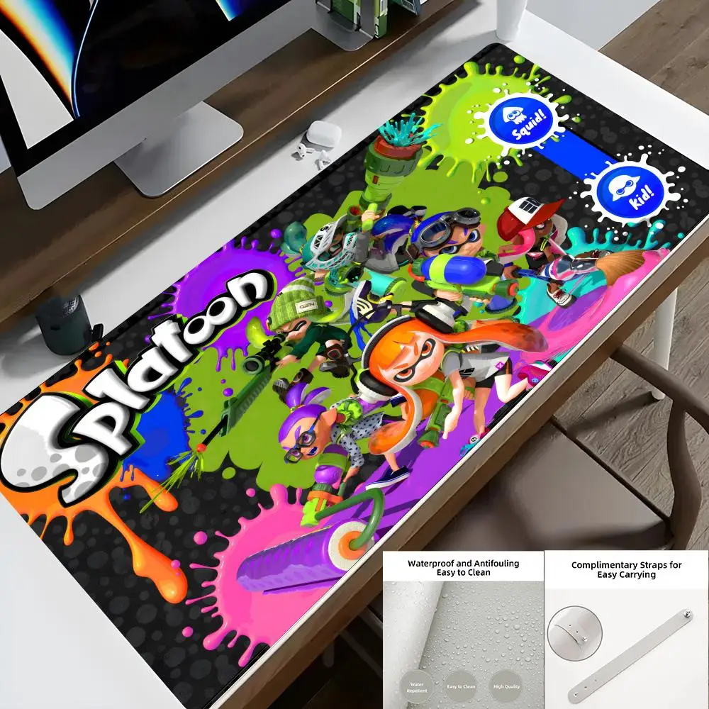 game Splatoons Mouse Pad Office Desk Protector Mat PU Leather Waterproof Mouse Pad Desktop Keyboard Desk Pad PC 90X40 cm