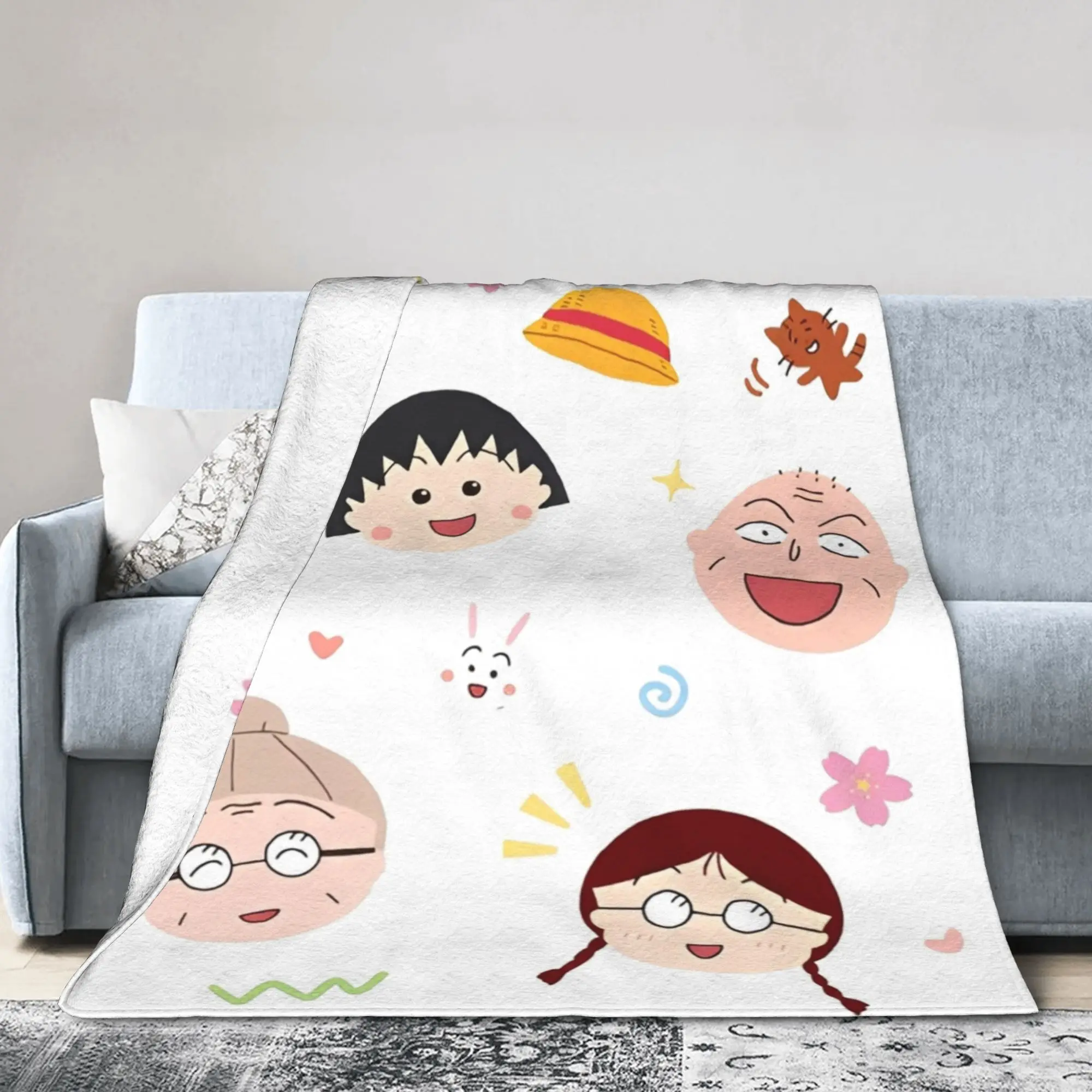New chibi maruko chan Japan Anime Blankets Soft Flannel  Relax Throw Blanket Machine Washable