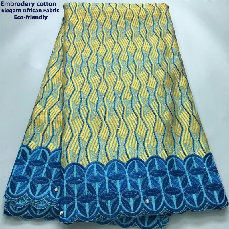 Nigerian Embroidery Cotton Lace Fabric 2024 High Quality 5 Yards African Lace Swiss Fabric Elegant Party Dress for Women A3864