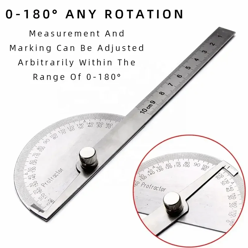 180°Stainless Steel Guage Goniometer Angle Meter Measure Protractor Ruler Metal Finder Woodworking Measurement Tool