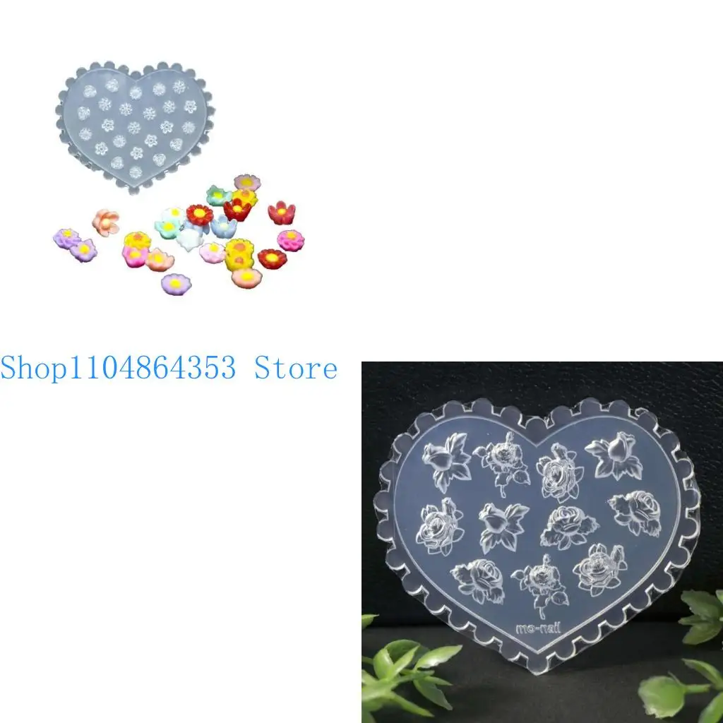 

652F 10pcs Цветочные формы для ногтей Силиконовые ногтей эпоксидные формы тиснения. Шаблоны ногтей