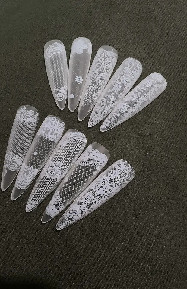 Papel de transferencia de uñas con patrón de encaje retro en 10 sets para decoración de uñas DIY 2