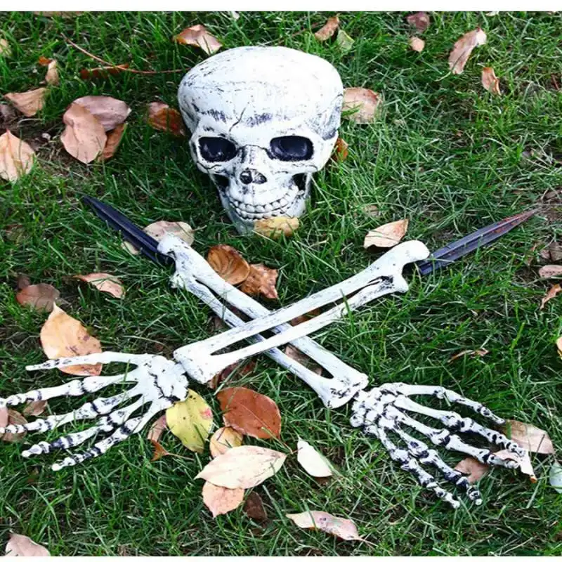 Halloween Realistische Totenkopf-Knochen Feiertagsdekoration Requisiten für Haus, Garten, Rasen, Party, Gruseliger Hof, Horror-Skelettarm, Grusel-Requisite – Detail 4