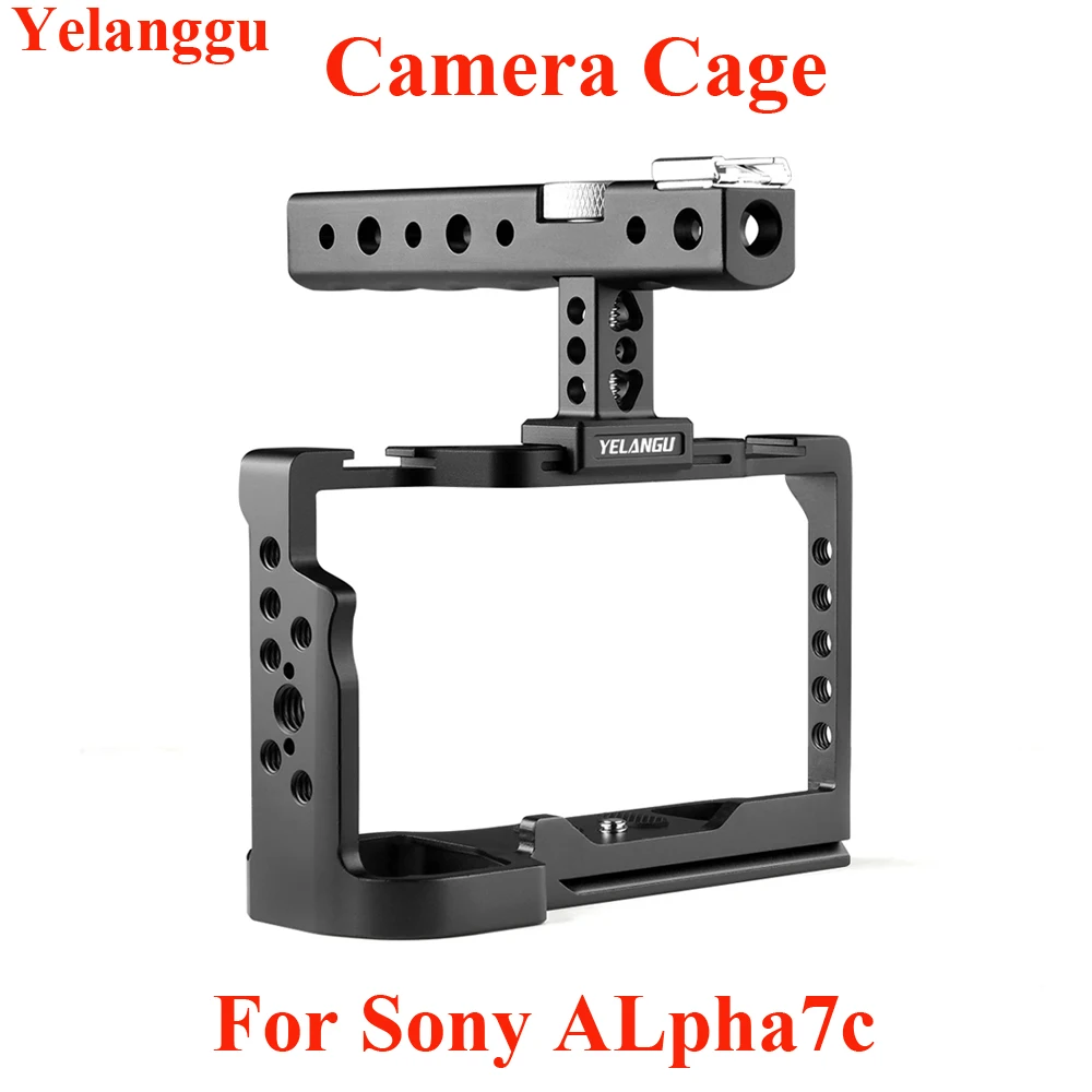 YELANGU for Sony ALpha7c Rig Kit Camera Cage C24 Aluminum Alloy DSLR Rabbit Cage With Handgrid Handle LED Light Microphone