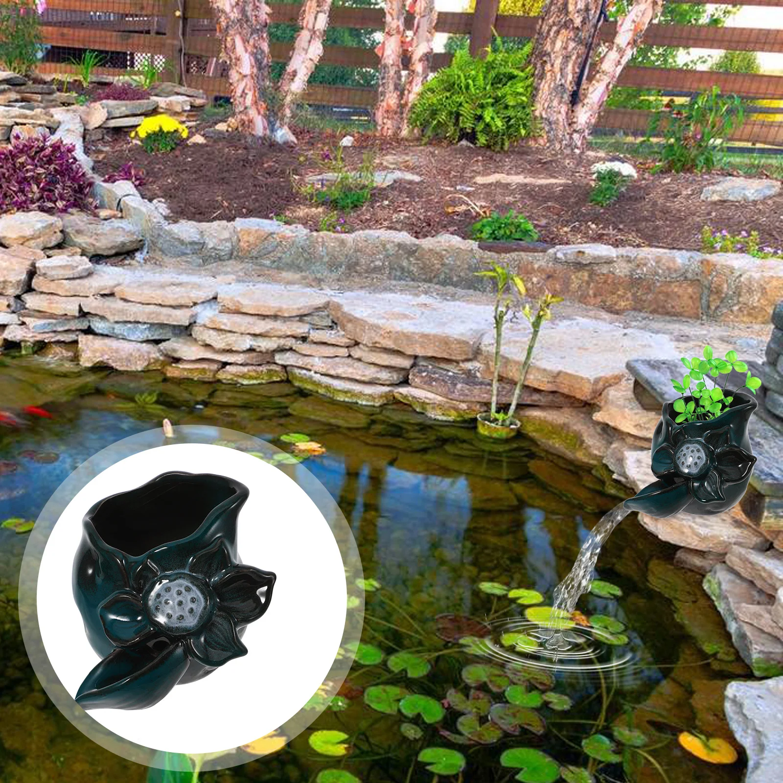 

Керамический фонтан, сменный носик, элегантный аксессуар для водопада, уличный пруд, сад, декоративная подача воды