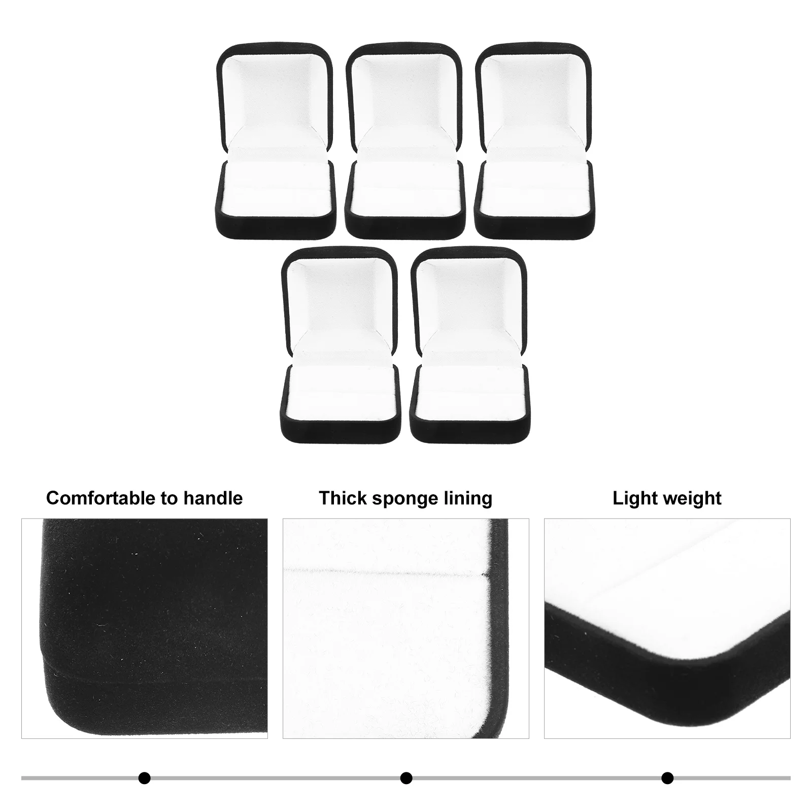 

5Pcs Ring Boxes Flocking Ring Organizer Boxes for Proposal Engagement Wedding Jewelry Storage Case Portable Gift Packaging