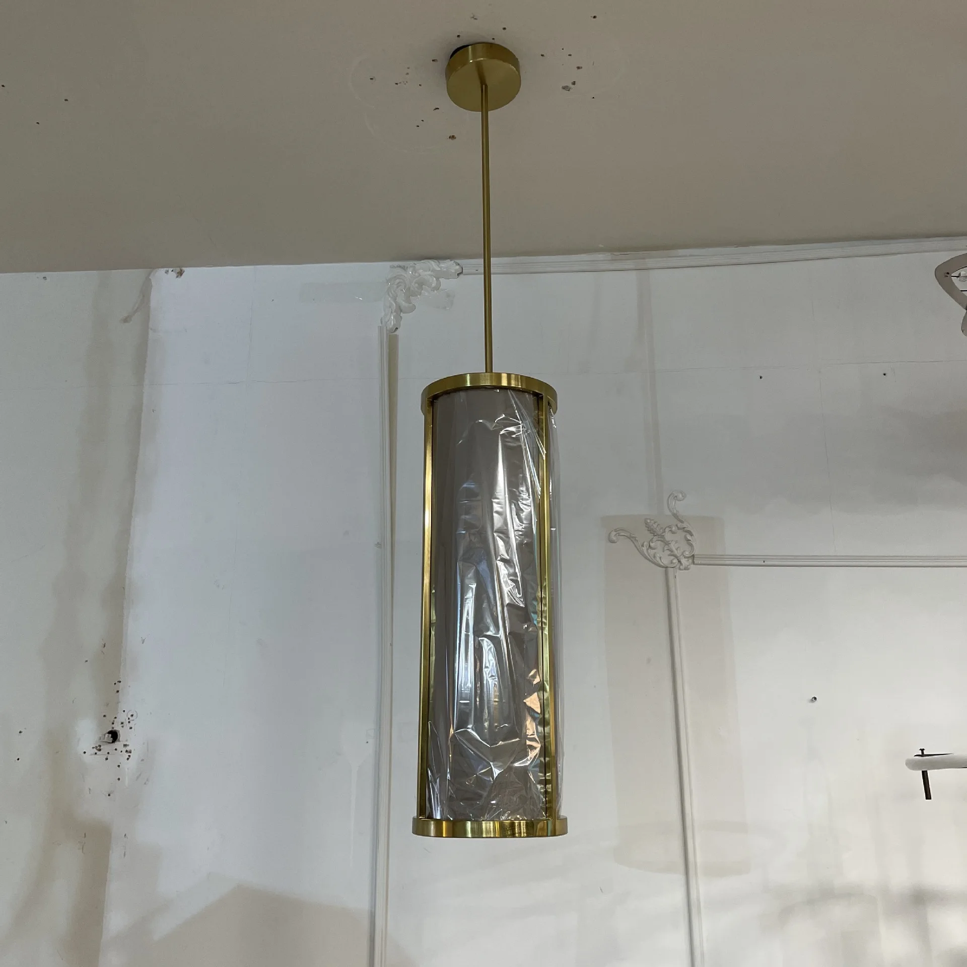 Simple straight linen chandelier fabric lampshade restaurant bar lamp