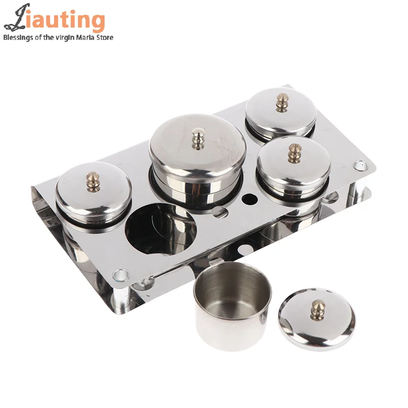 3/5pcs Stainless Dappen Dish Cups Set Salon Manicure Acrylic Powder Liquid Container Organizer Tray Dappen Dish Nail Art Tools