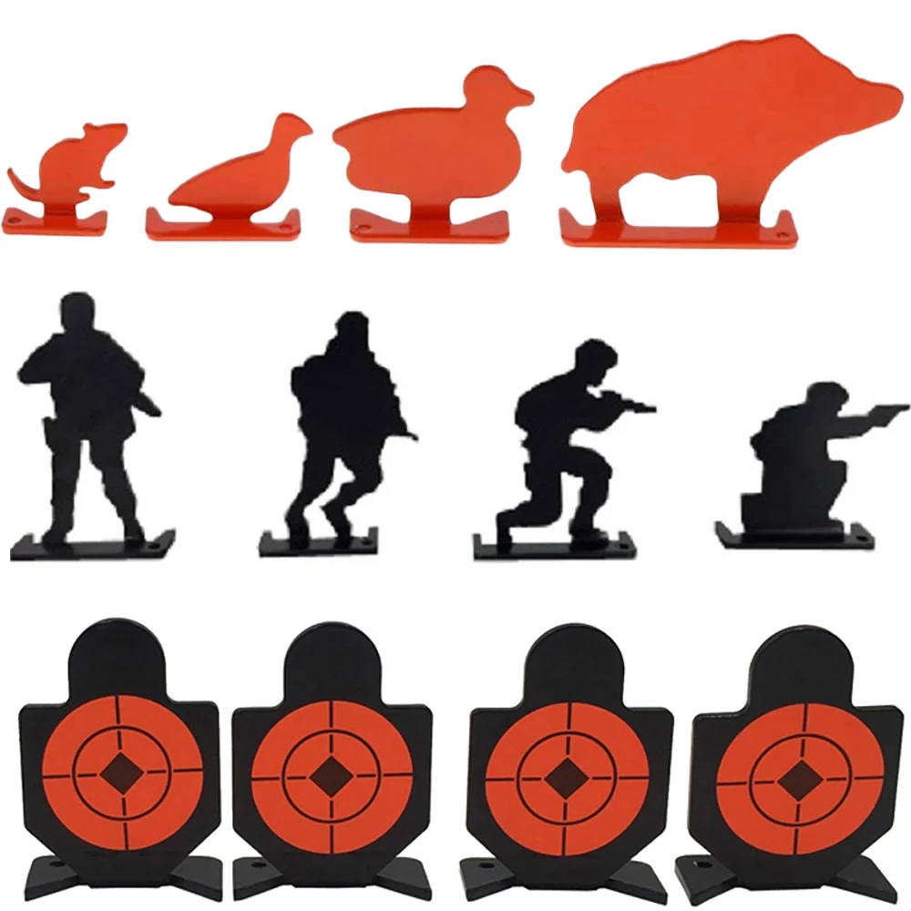 Silhouette de soldat animal en métal pour la chasse, forme humanoïde, cible de plinçage pour la pratique du tir, fronde Airsoft, Dul4 pièces par ensemble