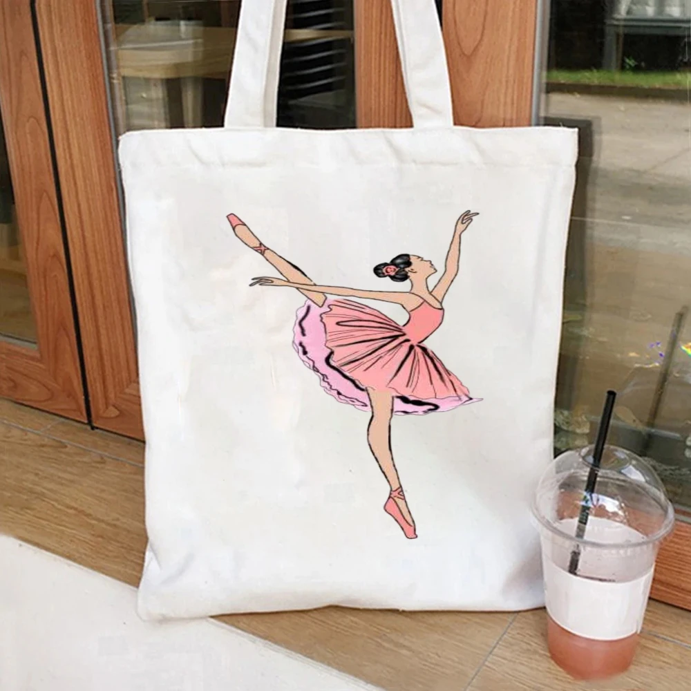 

Swan Lake Ballerina Canvas Tote Bag Red & Black Tutu Graphic Handbag For Theater Fan Outdoor Travel Shoulder Bag