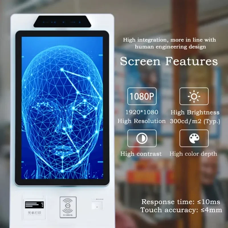 نظام إدارة طابور 32 بوصة يعمل بنظام Windows Android Linux Id Card QR Scanner آلة بيع التذاكر مع نظام دفع بطاقة الائتمان #5