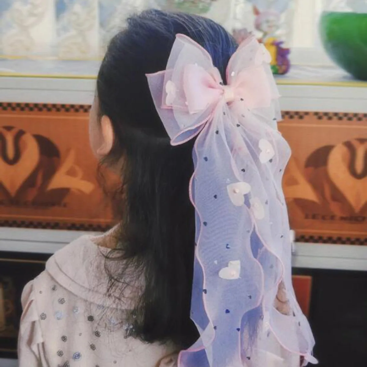 

Детская корейская заколка для волос с сетчатым бантом, лента для хвоста принцессы, повязка на голову, летний аксессуар для волос