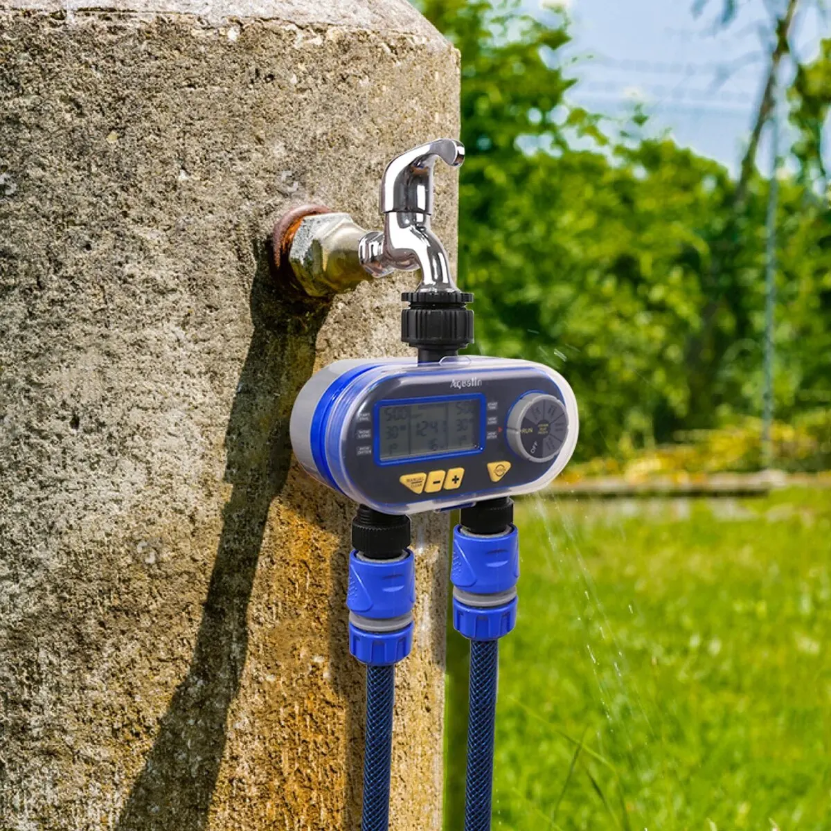 Two Outlets Garden Digital Electronic Water Timer Solenoid Valve Garden Irrigation Controller for Garden,Yard