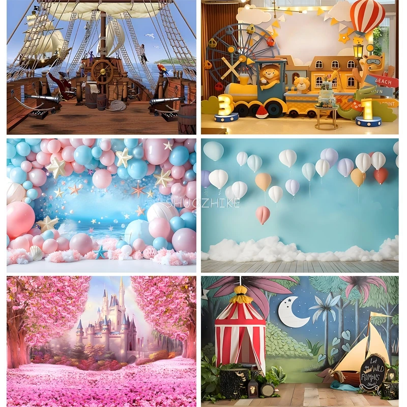 

SHUOZHIKE Balloon First Birthday Party Decoration Photography Backdrops Props Castle Newborn Baby Photo Studio Background YR-03