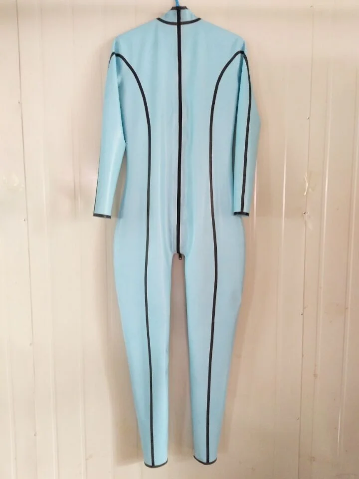 Modny 100% guma lateksowa Gummi Catsuit Suit Zentai body ogólna inflacja w klatce piersiowej