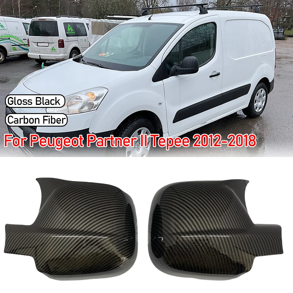 For Citroen Berlingo III Combo E Peugeot Partner II Rifter 2012-2018 Car Side Rearview Mirror Cover Wing Mirror Caps Black