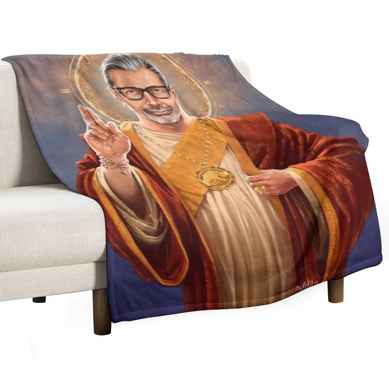 

Saint Jeff of Goldblum - Jeff Goldblum Original Religious Painting Throw Blanket Luxury Throw Single Hairy halloween Blankets