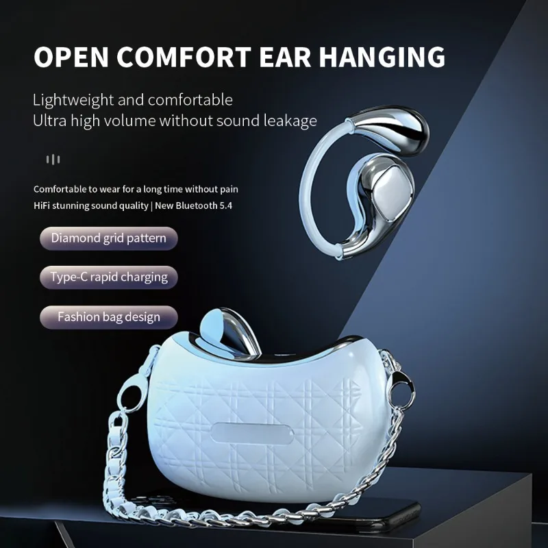 YX46 Little Pearl Bag Luxury Earphones Fashion Translation Handbag Style Earphones OWS Ear Hanging Wireless Bluetooth Earphone