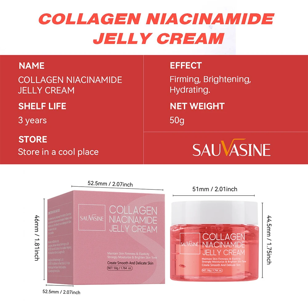 Crema gelatinosa al collagene da 50 g Niacinamide e collagene idrolizzato Rafforza la barriera cutanea Idratante duraturo La cura della pelle del viso