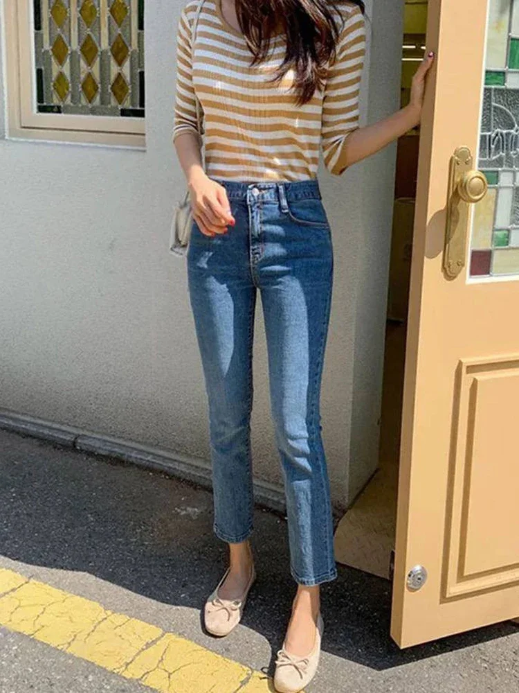 

Women Jeans Classic High Waist Vintage Ankle Length Straight leg Boyfriend Jeans For Girls Autumn 2023 Denim Pants Fall Fashion