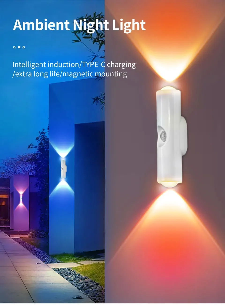 Motion Sensor Night Light 7 Color Change LED Wireless Wall Lamp Magnetic Rechargeable Spotlight For Bathroom Bedroom_maomaolike.com