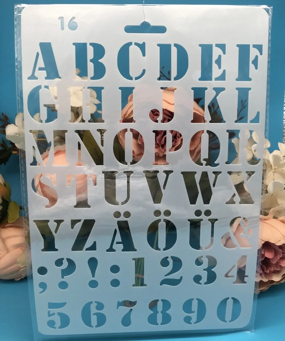 27cm nuevas letras del alfabeto 4 plantillas para manualidades DIY pintura Scrapbooking estampado en relieve álbum plantilla de tarjeta de papel