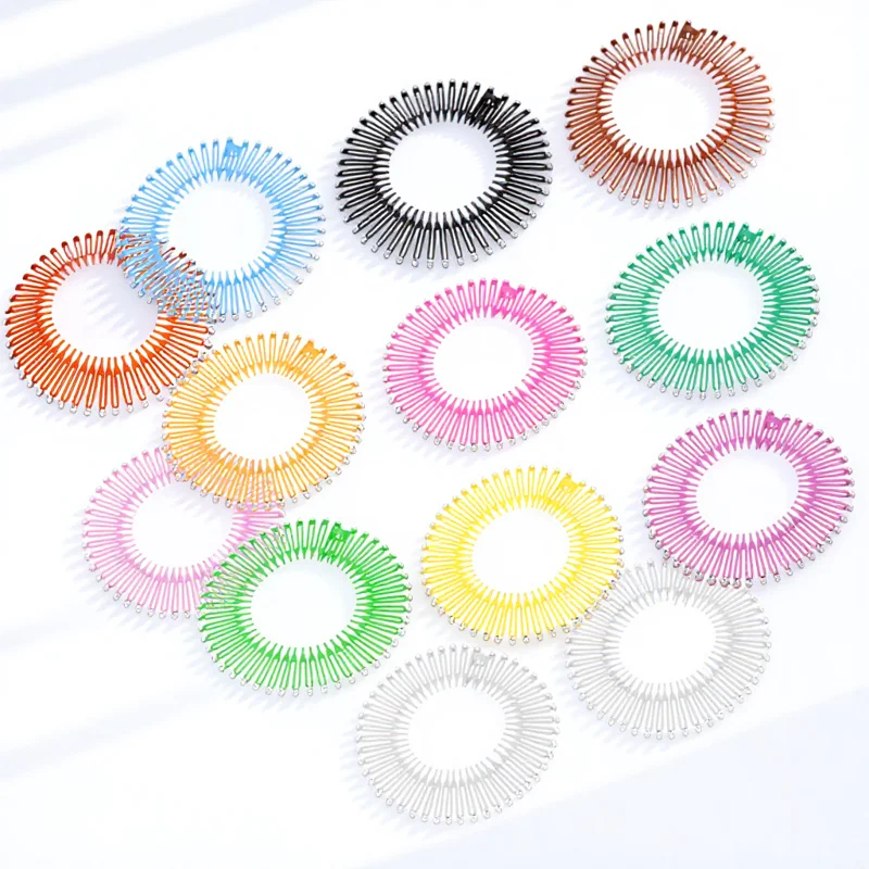 

13Pcs Multi Color Stretch Hair Combs Flexible Circular Hair Comb Headbands for Makeup Facial Washing Use