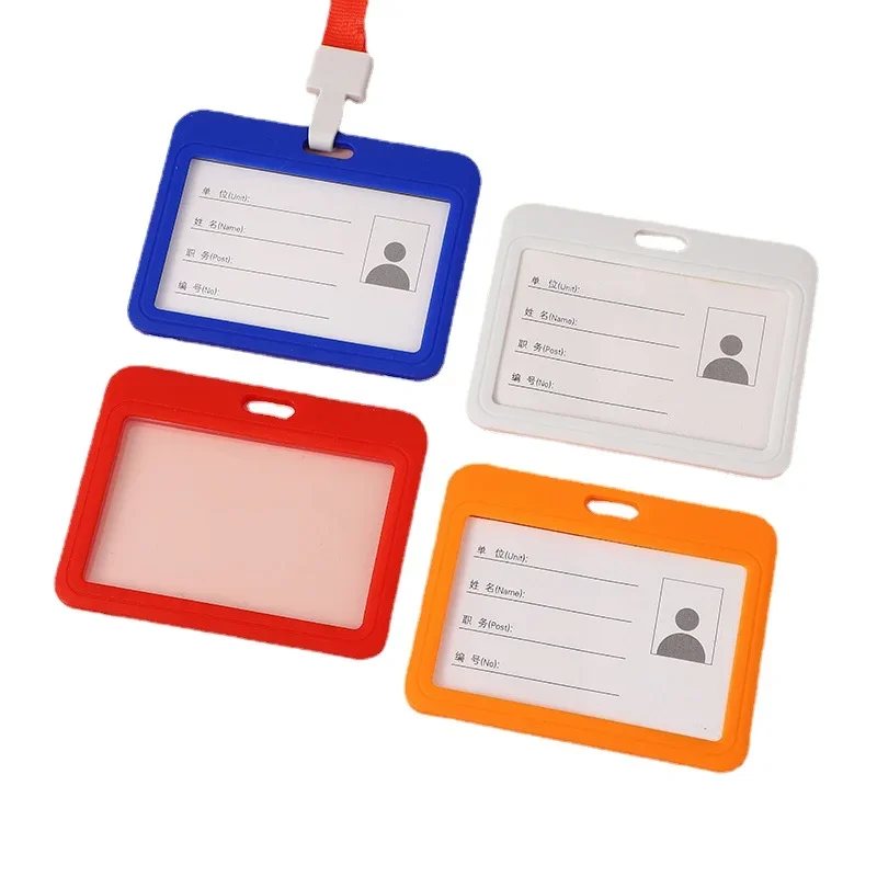 1Set Pp Plastic Pass Werkkaarthoes Effen Kleur Id Label Borst Werk Vergunning Case Mouw Badge Houder Personeel Werknemers Kaart