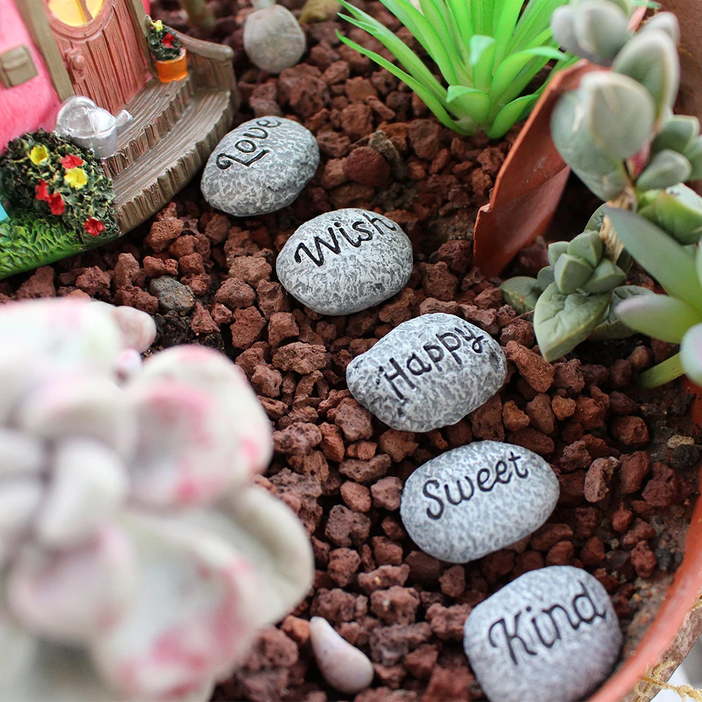 5 pezzi set di pietre in resina mini bonsai decor ciottoli all'aperto L scaping giardino acquario vaso artigianale pietre creative per acquario