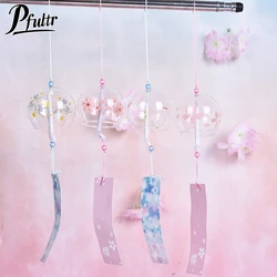 Japanese Style Glass Wind Chimes Hanging Craft Wind Bell Home Decor Sakura Cherry Blossom Pattern