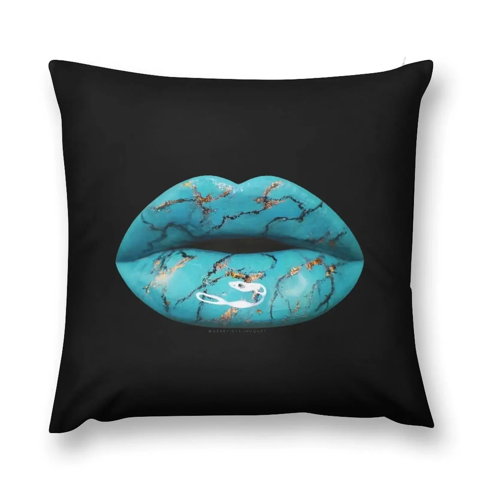 

Turquoise Marble Lip Art Throw Pillow Pillowcase ornamental pillows for living room pillow