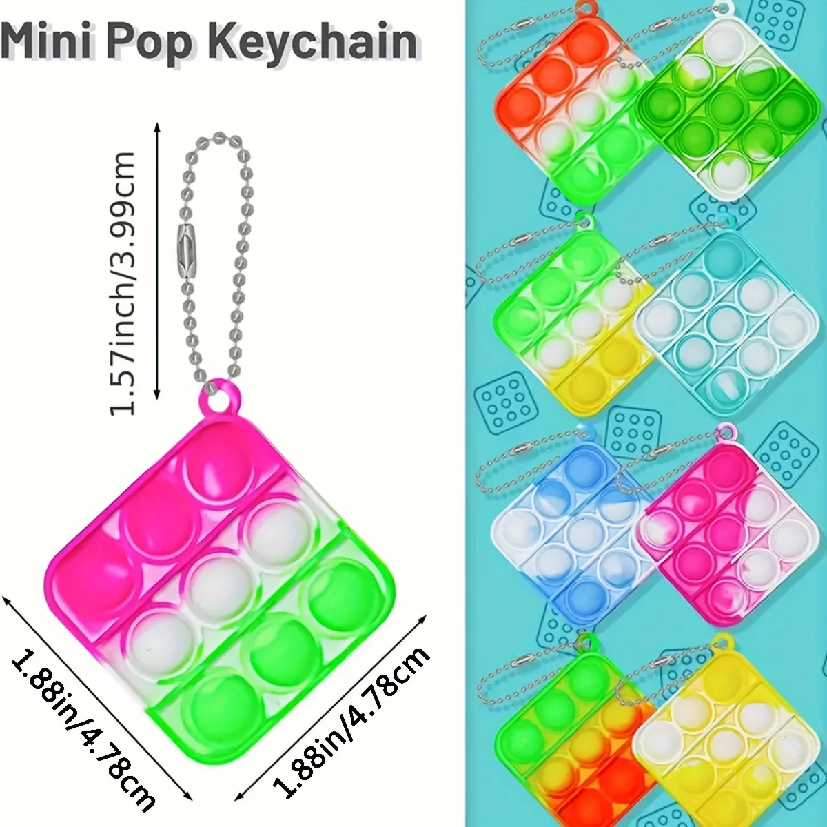 12/24/36 Pcs Pop Push Bubble Keychains Fidget Toys Anxiety Stress Relieve Sensory Toys Office Desk Toy for Adults Party Favors