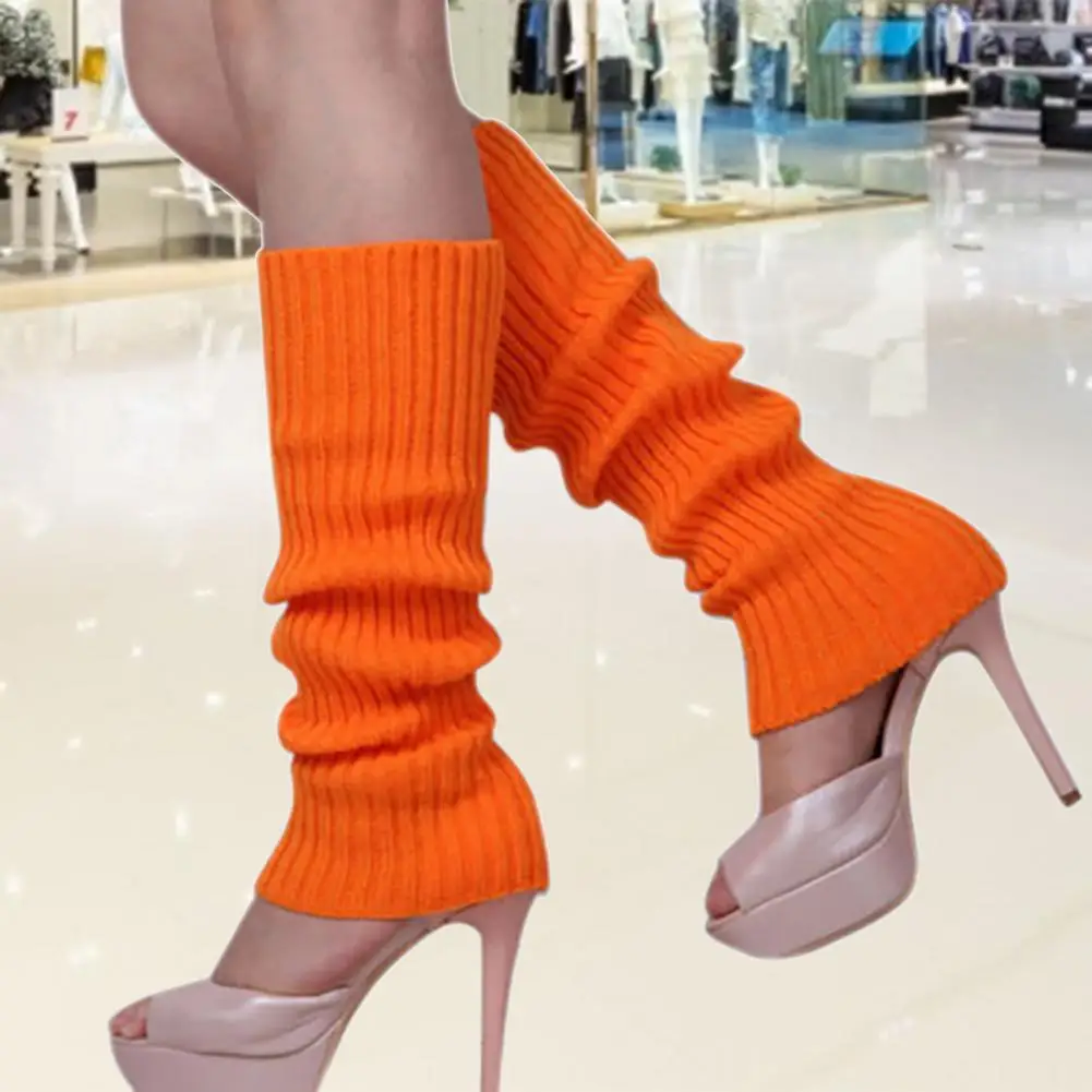 Knitting Leg Warmers Candy Color Boot Cover Women Autumn Warm Ankle Socks Knitted Knee Socks Punk Cool Knit Long Winter Socks