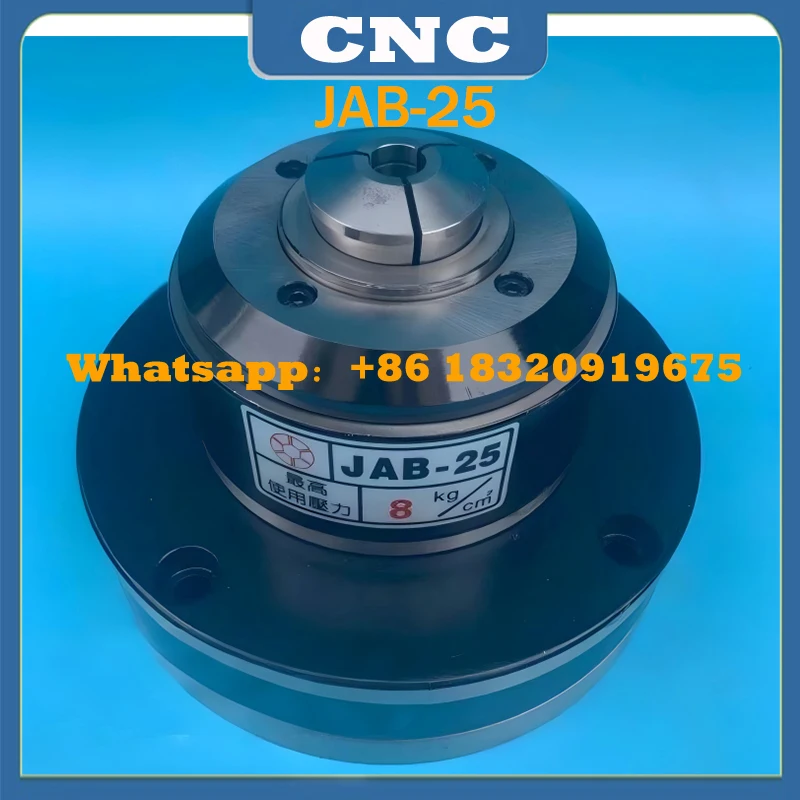 CNC front-mounted rotary pneumatic high-speed hollow chuck with expansion outer collet, JAB-25 hydraulic chuck